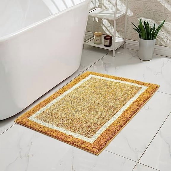 Bath mats for Bathroom Non Slip, Fluffy Absorbent Microfiber Bath mat Washable, Aesthetic Bathroom Rugs, Small Harvest Gold Bath mat, Harvest Gold, 24" x 16"