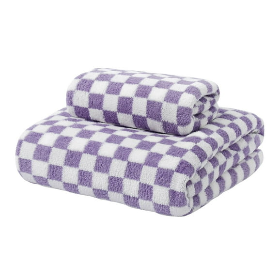 Bath towels,Hand Towels For Bathroom,Checkerboard Grids Velvet Bath Towel Thickening Super Soft Highly Absorbent 100% Cotton Big Face Towel Washcloths For Home Use