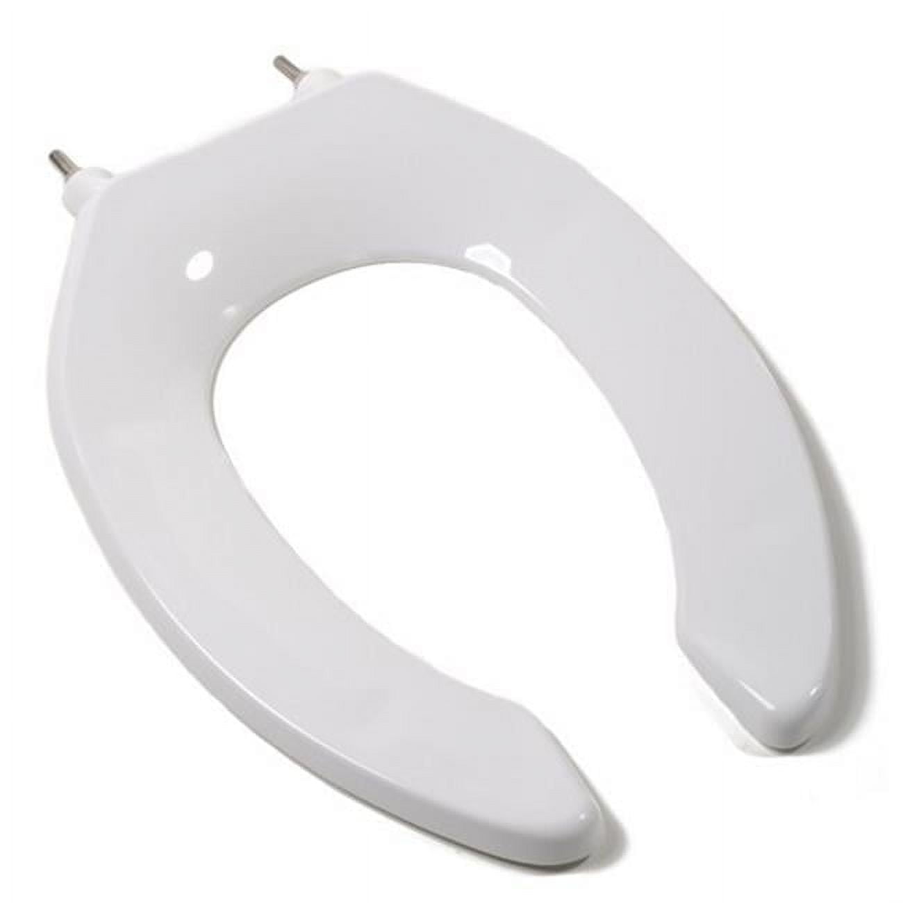 White Elongated Open Front Toilet Seat with Stainless Steel Hinges