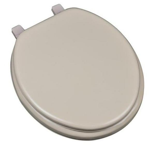 BathDecor Deluxe Soft Round Toilet Seat with a Closed Front in Tan.
