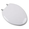 thumbnail image 1 of BathDecor Premium White Molded Elongated Wood Toilet Seat with Decorative Brushed Nickel Metal Hinge and OSG?, 1 of 4