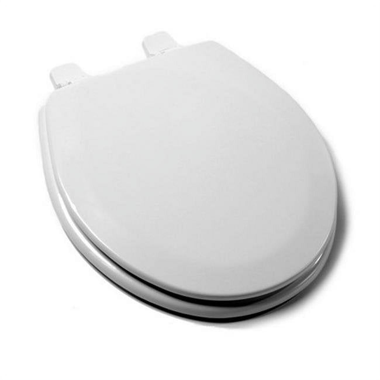 White Solid Wood Round Toilet Seat with Adjustable Hinge