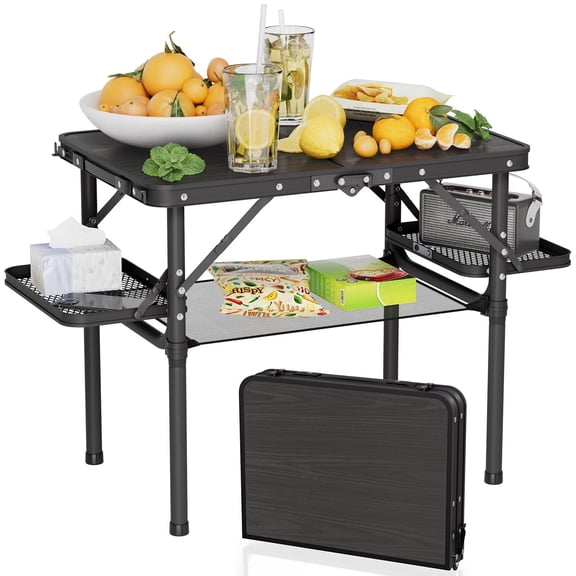 BathWay Folding Camping Table Small 2ft, Small Camp Table Portable with 50% Extra Space, Folding Picnic Set, Portable Beach Table, Car Camping Essentials, Aluminum Light & Solid