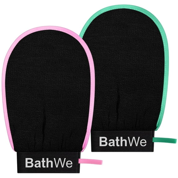 BathWe 2 Pcs Deep Exfoliating Bath Glove, Body Scrubber Dead Skin Remover, for Adults & Kids
