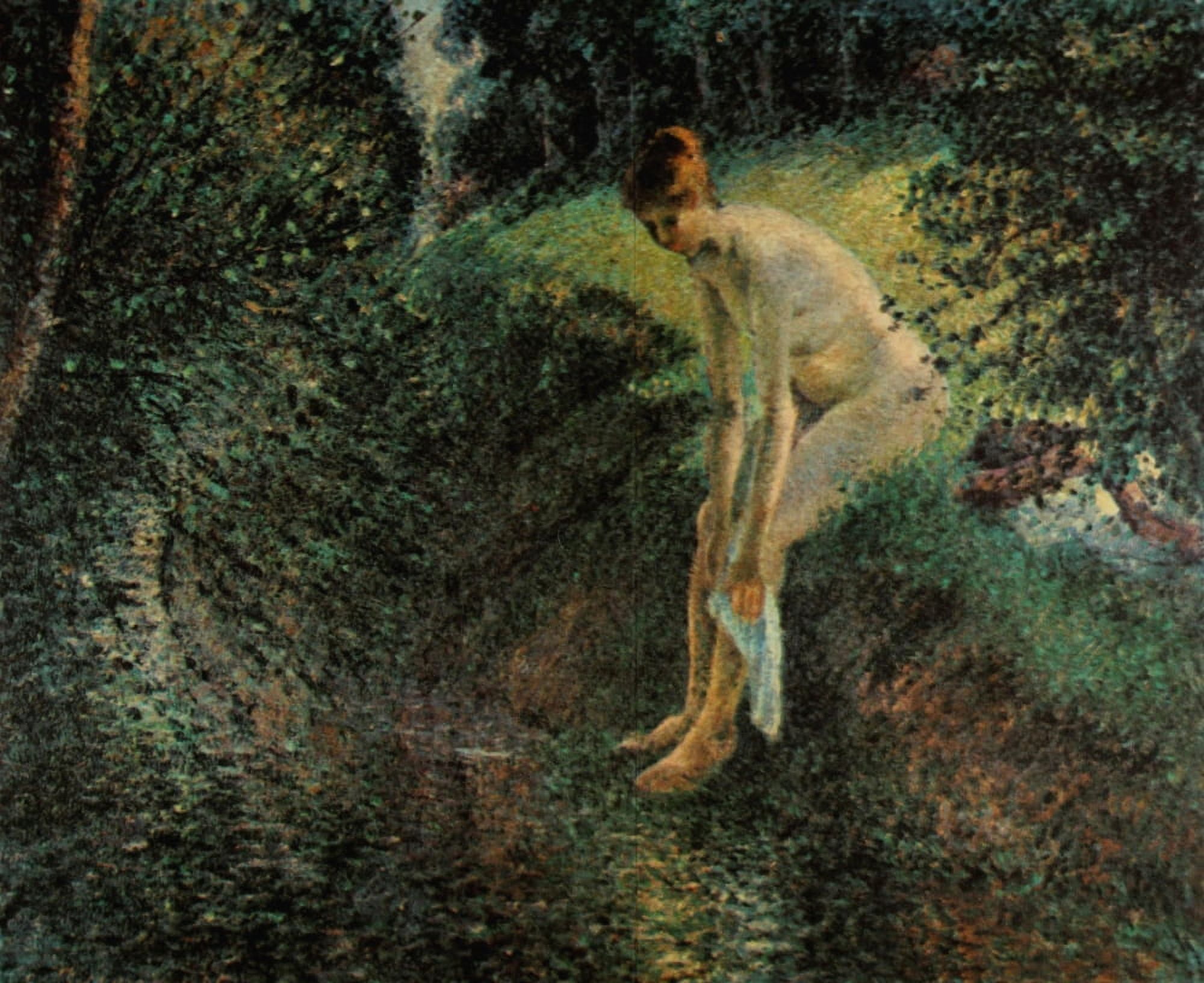 Bather in the woods 1895 Canvas Art - Camille Pissarro (18 x 24)