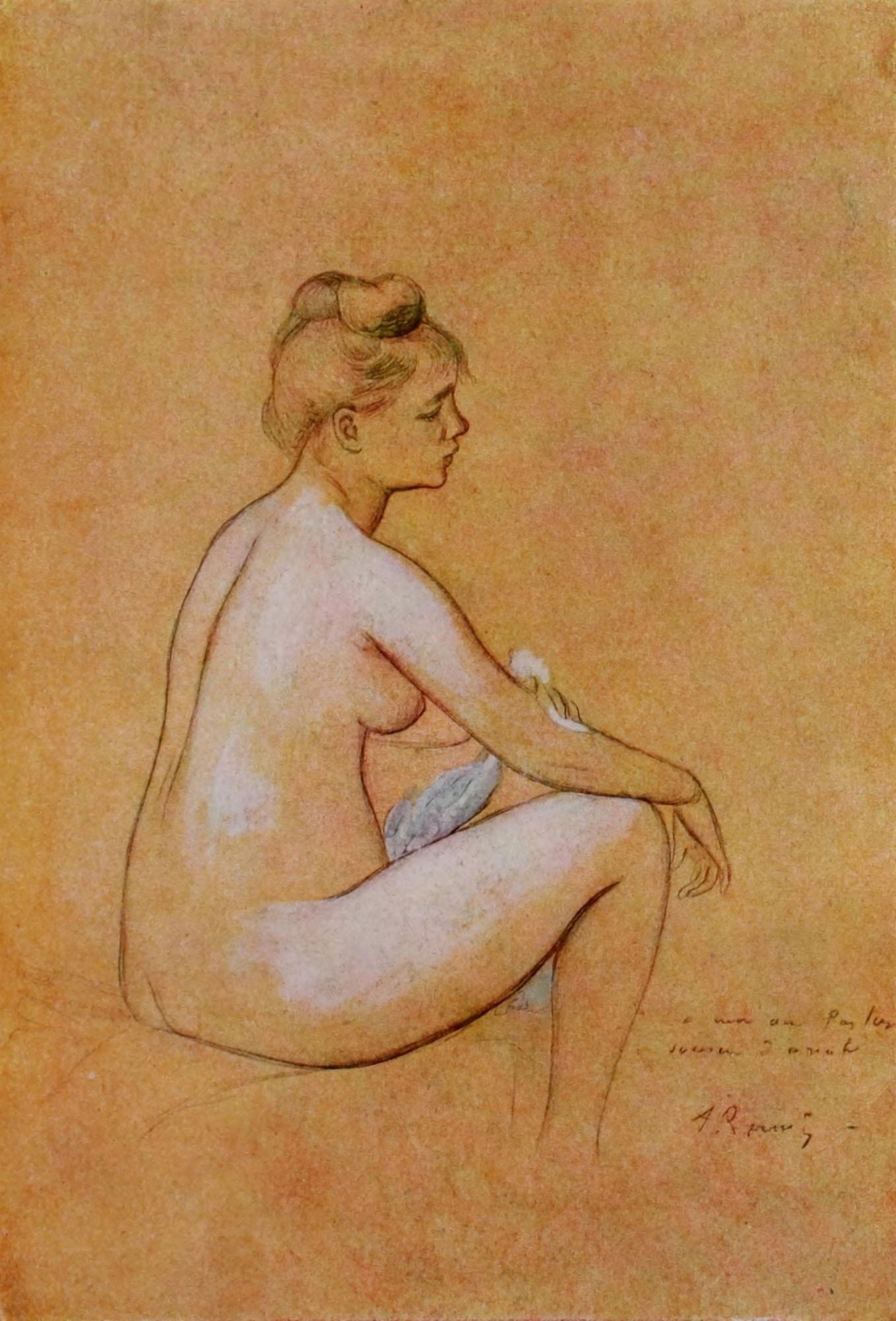 Bather seated Canvas Art - Pierre-Auguste Renoir (18 x 24)