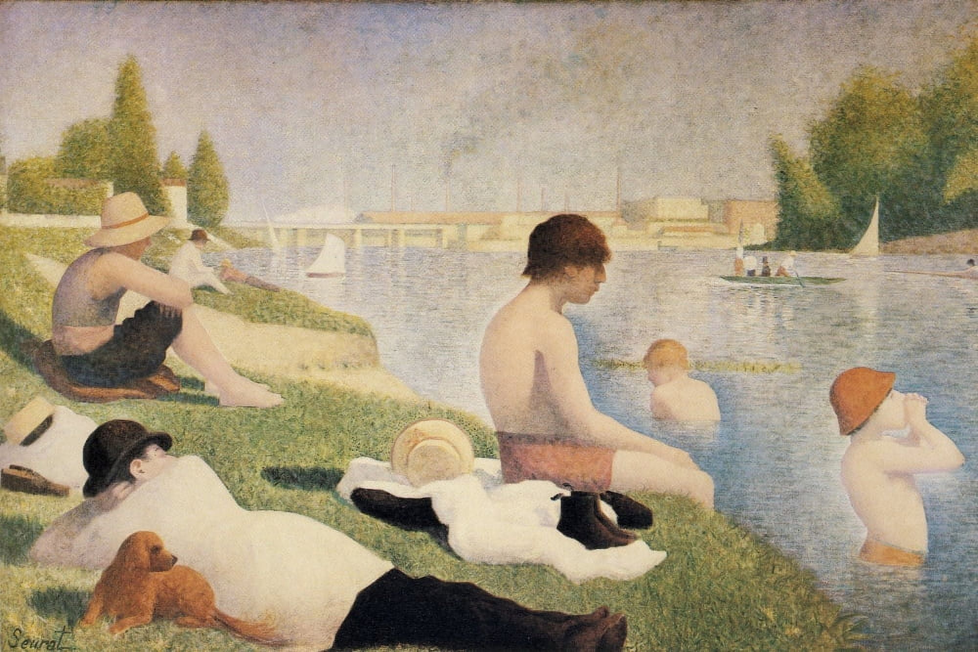 Bathers 1883-4 Canvas Art - George Seurat (18 x 24)