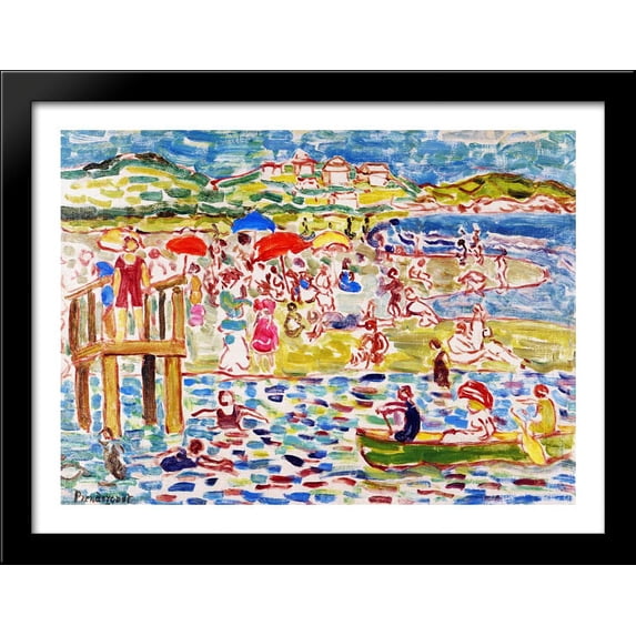 Bathers 36x28 Large Black Wood Framed Print Art by Maurice Prendergast