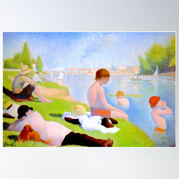 Bathers At Asnières By Georges Pierre Seurat Poster Wall Art, Modern Wall Decor For Living Room Bedroom, 16x24 UNFRAMED