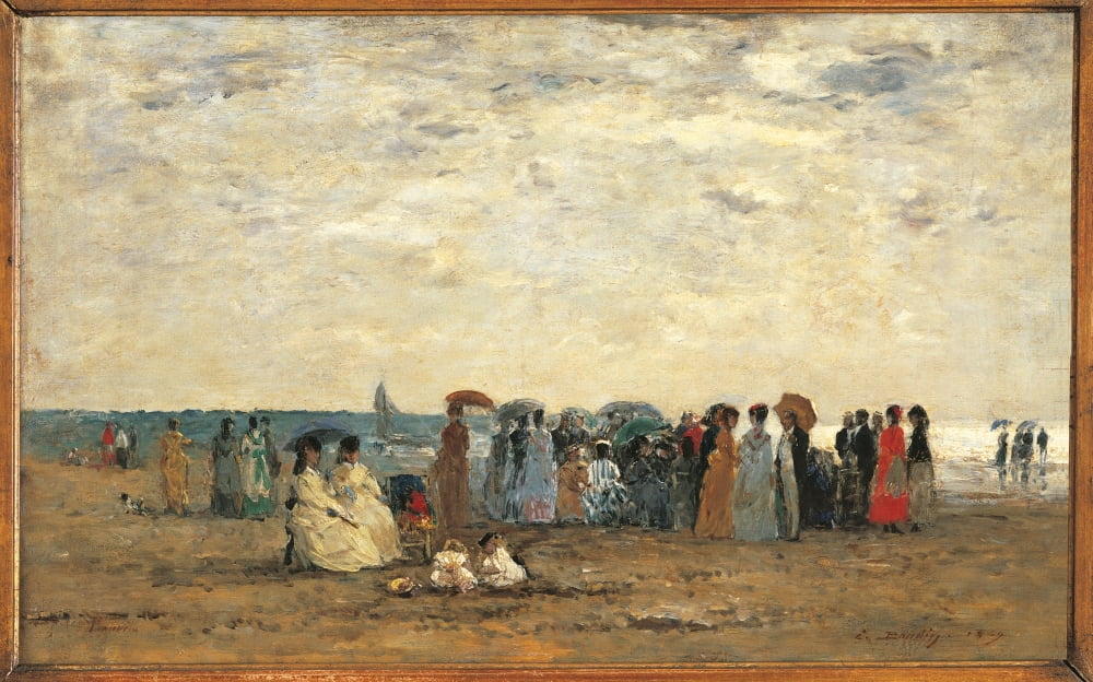 Bathers On The Beach At Trouville Canvas Art - (36 x 24)