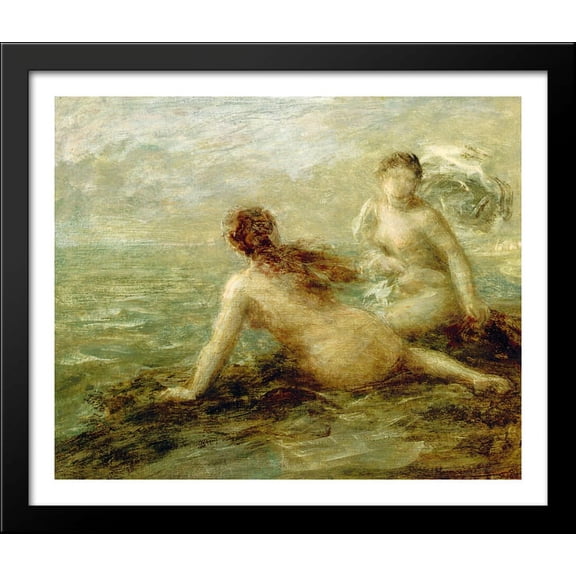 Bathers by the Sea 34x28 Large Black Wood Framed Print Art by Henri Fantin-Latour