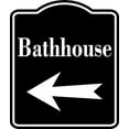 thumbnail image 1 of Bathhouse Left Arrow BLACK Aluminum Composite Sign, 15"x18", 1 of 5