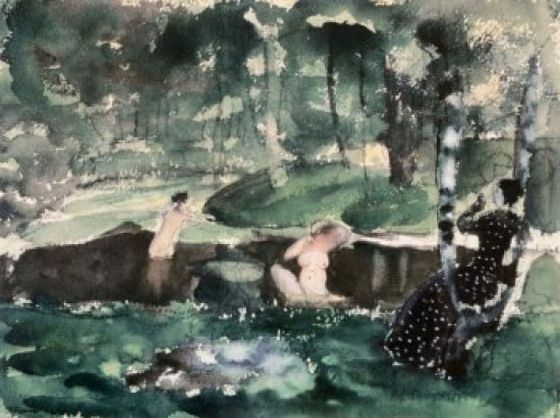 Bathing 1904 Konstantin Andreevic Somov (1869-1939Russian) Tretiakov Gallery Moscow Canvas Art - Konstantin Andreevic Somov (18 x 24)
