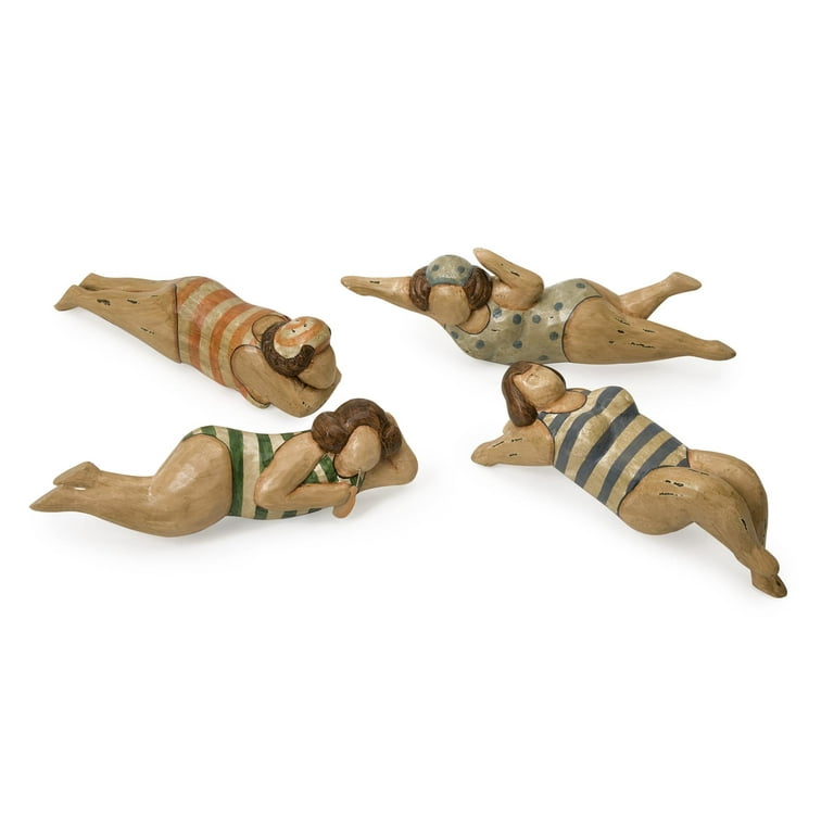 plage◆everythingintimeT Bathing Beauties in Natural Wood - Set of 4 - Walmart.com