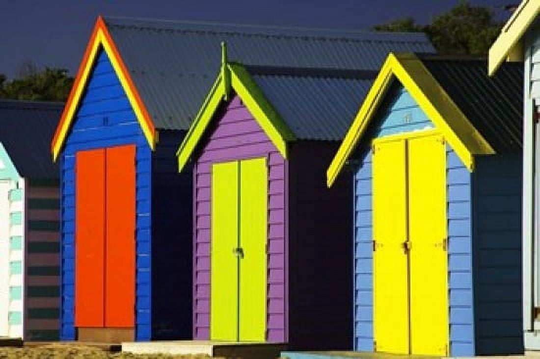 Bathing Boxes Middle Brighton Beach Port Phillip Bay Melbourne Victoria Australia Canvas Art - David Wall DanitaDelimont (26 x 17)