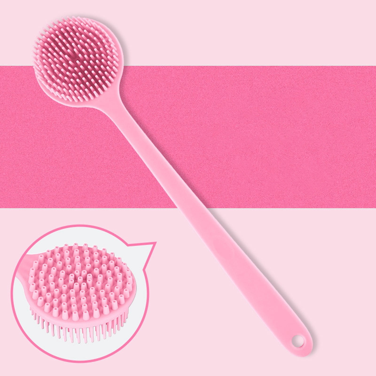 Bathing Brushes Long Handled Silicone Shower Back Scrubber for ...