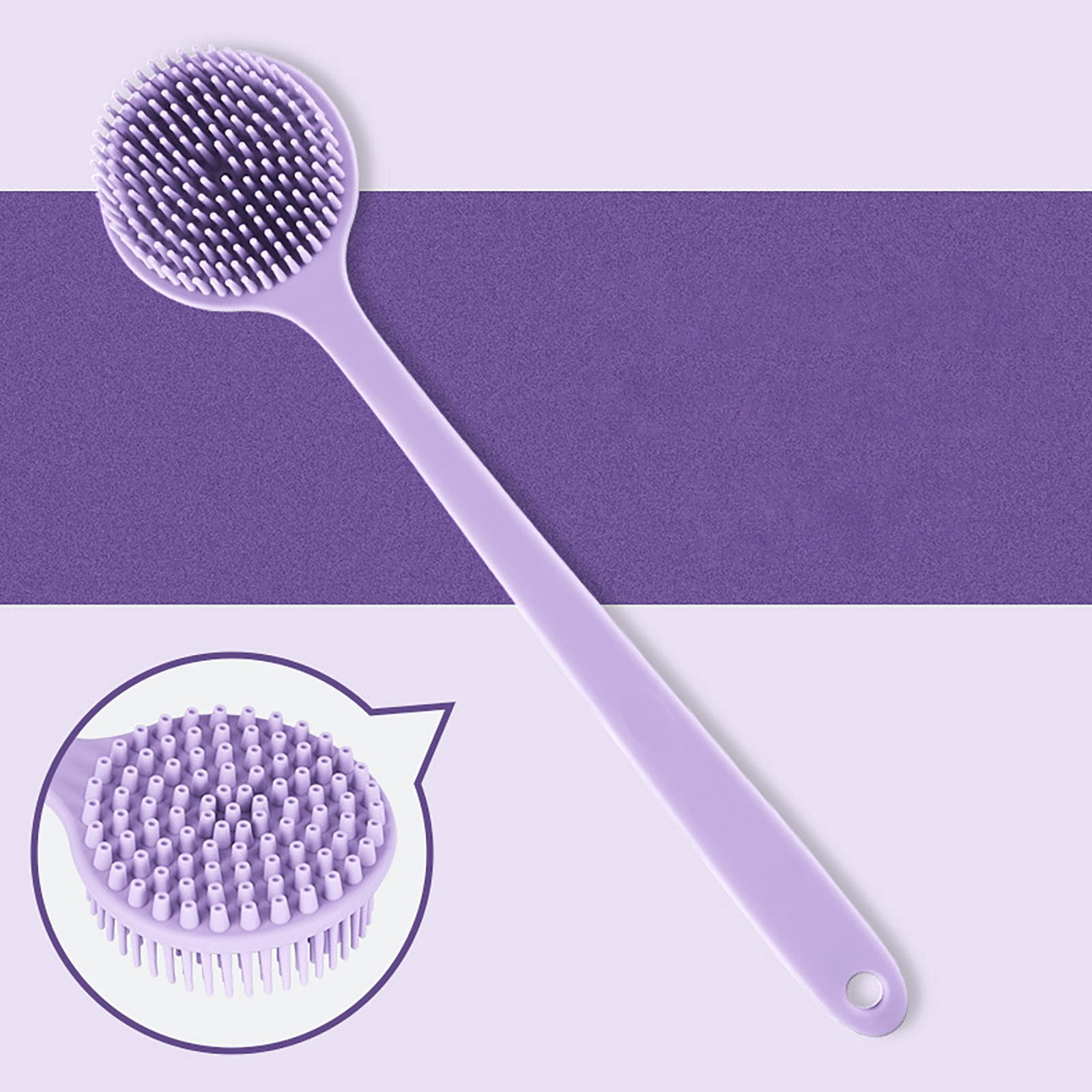 Bathing Brushes Long Handled Silicone Shower Back Scrubber for ...