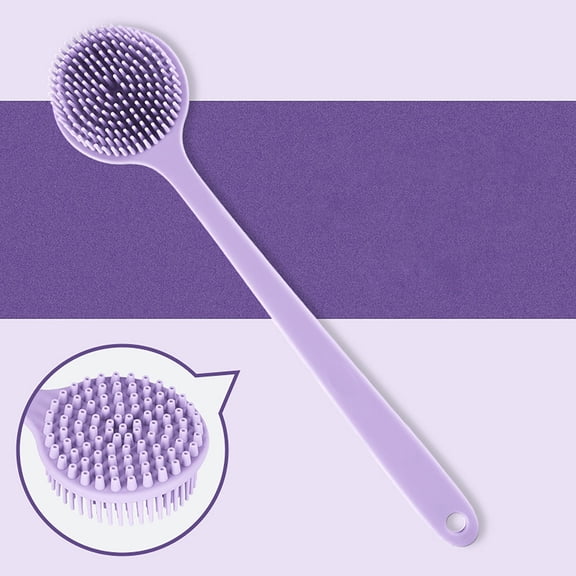 Bathing Brushes Long Handled Silicone Shower Back Scrubber for Exfoliation and Rich Foam Massage 15 Inch Extended Reach Bath Tool for Self Care and Spa Sessions