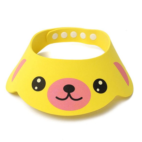 Bathing Cap Adjustable Visor Hat Safe Shampoo Shower Bathing Protection Bath Cap for Family 3 Pcs -yellow-