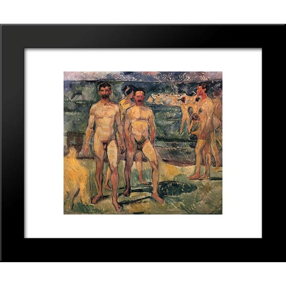 Bathing Men 20x24 Framed Art Print by Munch, Edvard