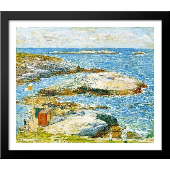 Bathing Pool, Appledore 32x28 Large Black Wood Framed Print Art by Childe Hassam