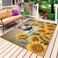 thumbnail image 1 of Bathing Roosters Outdoor Rug 5x8 Ft, Non Slip Washable Area Rug, Countryside Sunflower Vintage Burlap Patio Rugs Carpet Runner, Large Floor Mat for Indoor/Outdoor Deck Porch Camping, 1 of 8