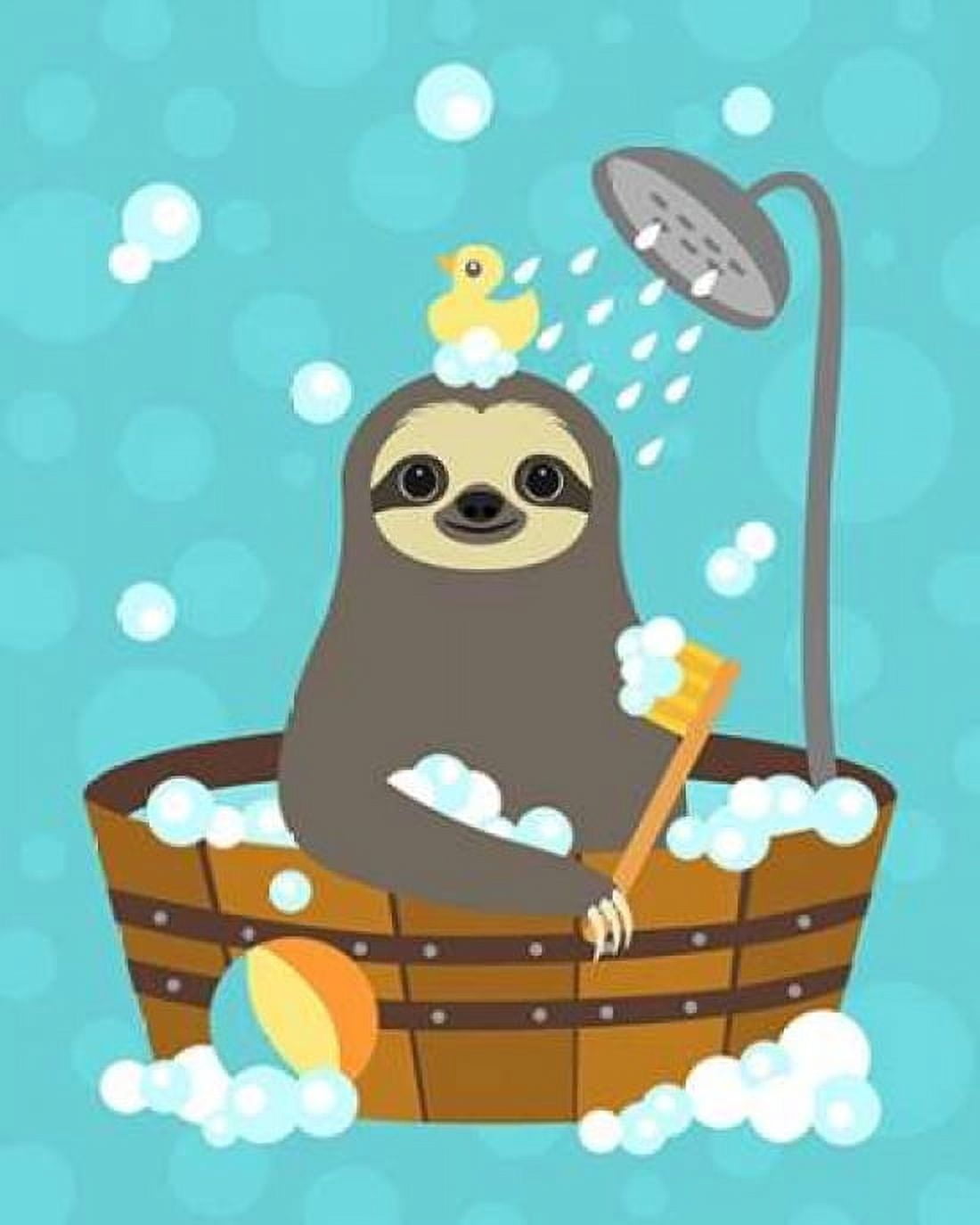 Bathing Sloth Canvas Art - Nancy Lee (24 x 30)