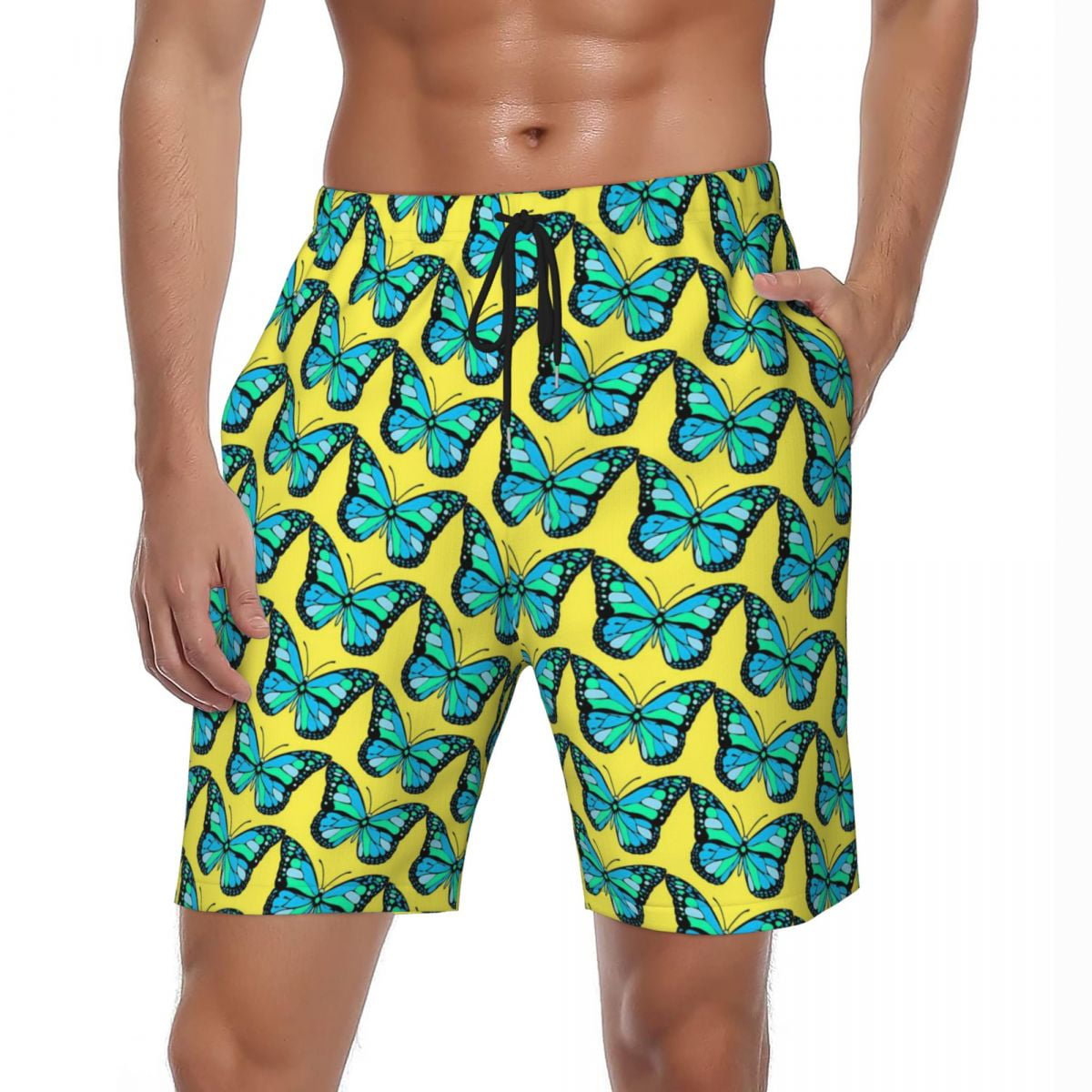Bathing Suit Color Butterfly Board Shorts Summer Animal Print Classic Board Short Pants Man