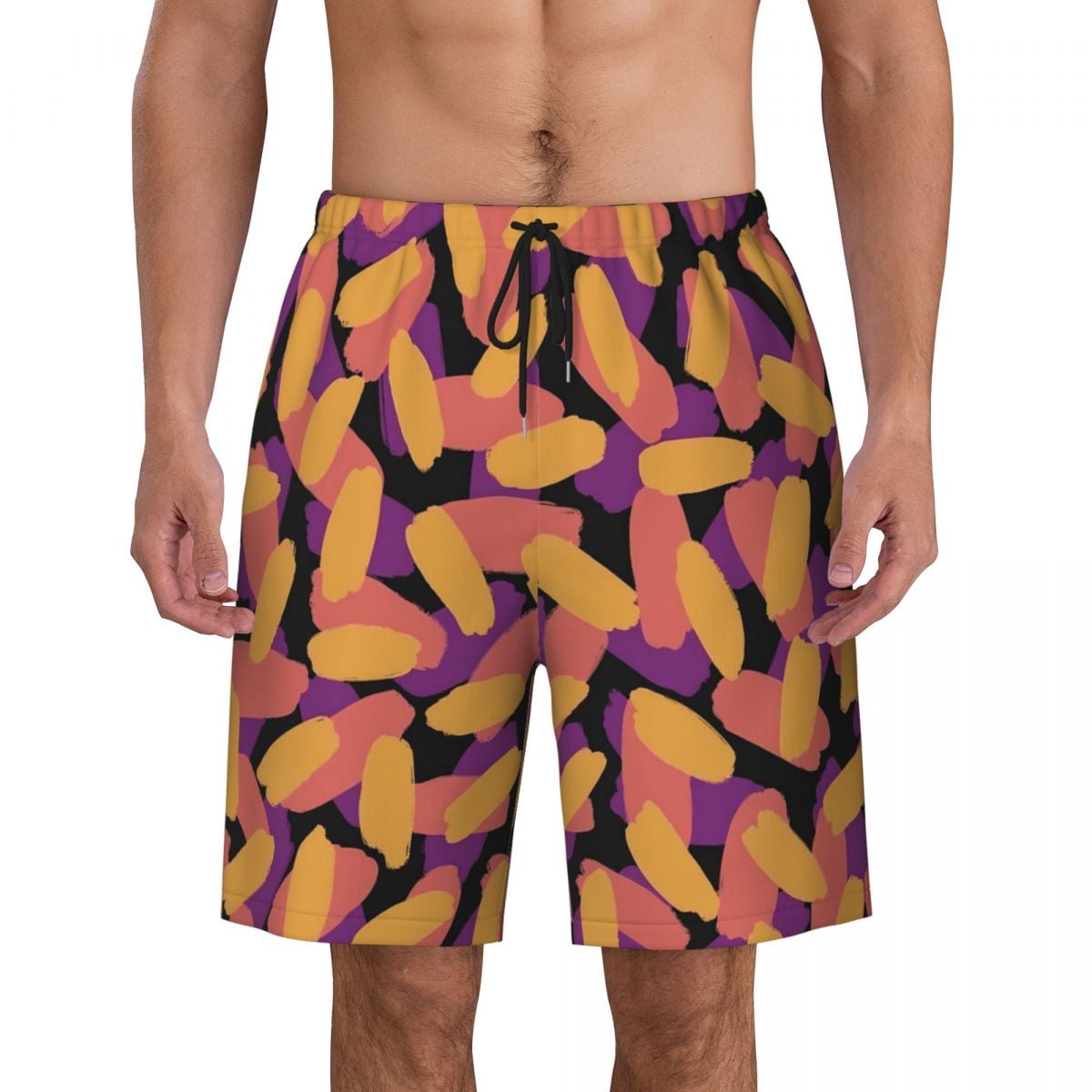 Bathing Suit Colorful Brush Print Board Shorts Summer Modern Art Hawaii Beach Shorts Males