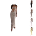 thumbnail image 1 of Bathing Suit Cover Up Beach Clothes for Women Swimwear Cover Ups Women's Knit Dress Front Long Beach Clubwear Solid Color Backless Cut Outs, 1 of 6