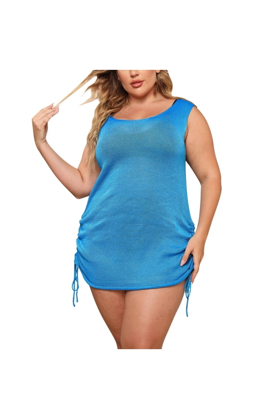 Bathing Suit Cover Up For Women Long Sleeved Shirt Style Bikini Over Cardigan Coverups Blue