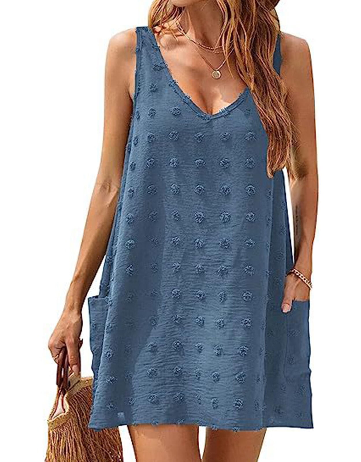 Bathing Suit Cover Up for Women Cute Swiss Dots Stitching Swimsuit ...