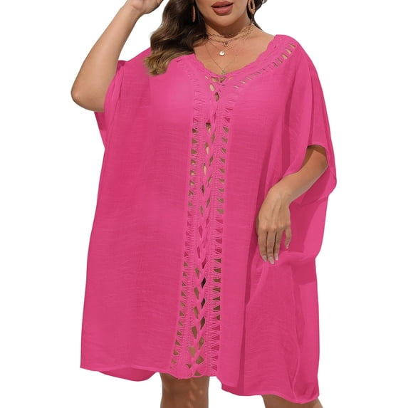 Bathing Suit Cover Up for Women Plus Size Swimsuit Coverup Summer Loose Beach Cover Up Crochet Design Dress