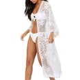 thumbnail image 1 of Bathing Suit Cover Up for Women Summer Seethrough Open Front Beach Cover Up Sexy Lace Stitching White Swimsuit Cover Up Shermie, 1 of 6