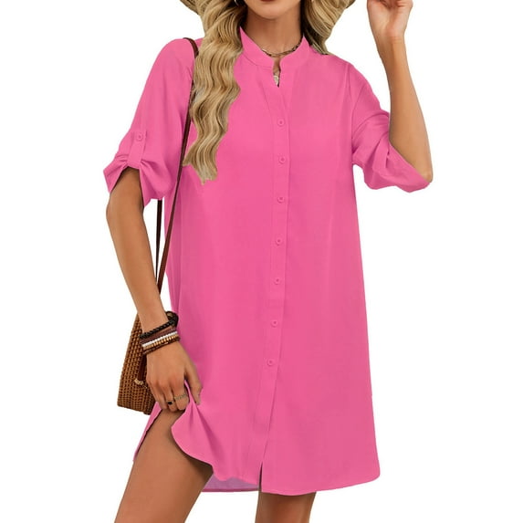 Bathing Suit Cover Up for Women V Neck Button Down Swimsuit Coverup ...