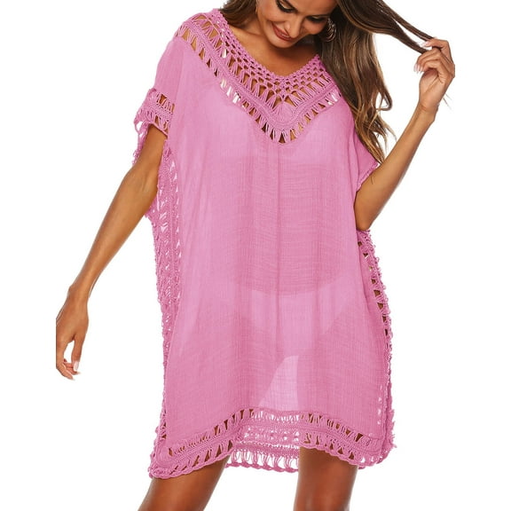 Bathing Suit Cover Ups for Women Hollow out Crochet Cover up Beach Coverup Swimsuits Alsol Lamesa