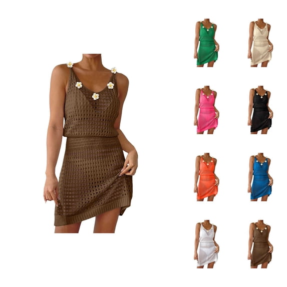 Bathing Suit Cover Up for Women Summer Beach Cover Up Swimwears Cover Ups Summer Crochet Hollow Out Knit Beach Dress for Women Cruise Ready Bathing Suit 2026 Swimwear Accessory