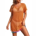 thumbnail image 1 of Bathing Suit Cover ups for Women V-neck Hollow Out Knit Split Bikini Cover Up Dresses, 1 of 6
