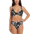 thumbnail image 1 of Bathing Suit For Women, Black And White Skulls High Waisted Bikini Set Bathing Suit Cross Lace Up Swimsuit, 1 of 1
