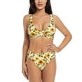 thumbnail image 1 of Bathing Suit For Women, Classical Cute Sunflower High Waisted Bikini Set Bathing Suit Cross Lace Up Swimsuit, 1 of 1