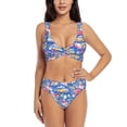 thumbnail image 1 of Bathing Suit For Women, Colorful Flower Suv Car High Waisted Bikini Set Bathing Suit Cross Lace Up Swimsuit, 1 of 1