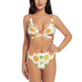thumbnail image 1 of Bathing Suit For Women, Colorful Lemons High Waisted Bikini Set Bathing Suit Cross Lace Up Swimsuit, 1 of 1