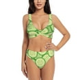 thumbnail image 1 of Bathing Suit For Women, Cucumber Pattern Funny High Waisted Bikini Set Bathing Suit Cross Lace Up Swimsuit, 1 of 1