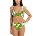 thumbnail image 1 of Bathing Suit For Women, Cute Lizard Chameleon Green High Waisted Bikini Set Bathing Suit Cross Lace Up Swimsuit, 1 of 1