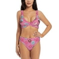 thumbnail image 1 of Bathing Suit For Women, Donut Pink Print High Waisted Bikini Set Bathing Suit Cross Lace Up Swimsuit, 1 of 1