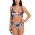 thumbnail image 1 of Bathing Suit For Women, Exotic Trains Pattern High Waisted Bikini Set Bathing Suit Cross Lace Up Swimsuit, 1 of 1