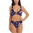 thumbnail image 1 of Bathing Suit For Women, Purple Blue Jellyfish Print High Waisted Bikini Set Bathing Suit Cross Lace Up Swimsuit, 1 of 1
