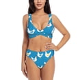 thumbnail image 1 of Bathing Suit For Women, Unique Cute Chicken Blue High Waisted Bikini Set Bathing Suit Cross Lace Up Swimsuit, 1 of 1