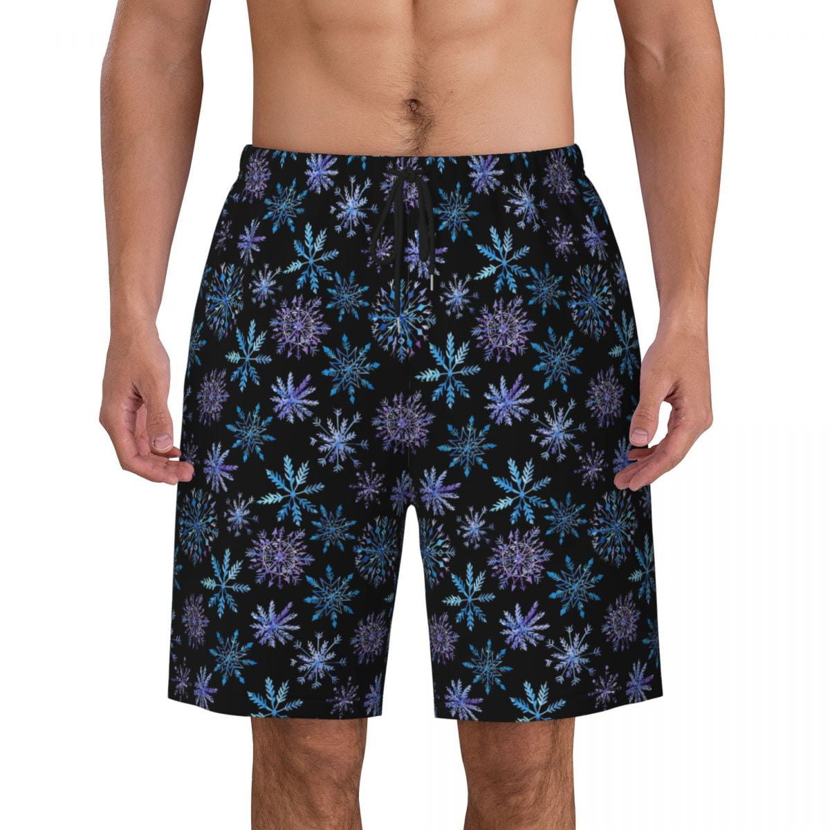 Bathing Suit Sparkle Snowflake Board Shorts Summer Blue Print Classic Beach Shorts Males Printed