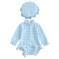 thumbnail image 1 of Bathing Suit Toddler Infant Baby Girl Swimsuit Long Sleeve One Piece Bathing Suit Ruffle Zipper Rash Guard Beach Swimwear with Sun Hat, 1 of 6